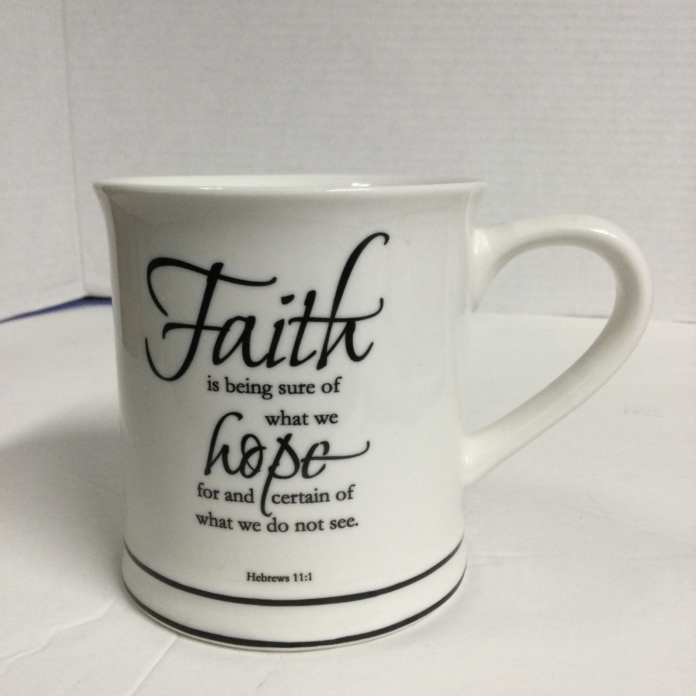 Home Essential Faith Hebrew 11:1 Inspirational Quote White Ceramic Mug